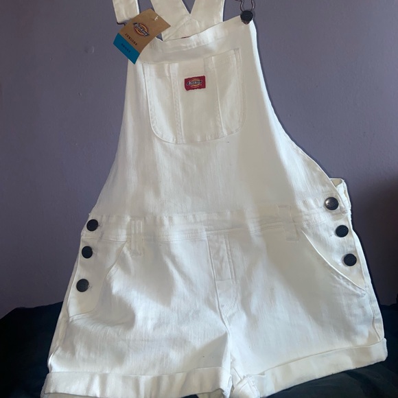 Dickies Denim - **SOLD**Dickies White Short Overalls - (Juniors XL) **NWT**